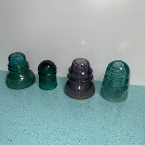 Whitall Antique Insulator Glass Collection Set of 4 Decor